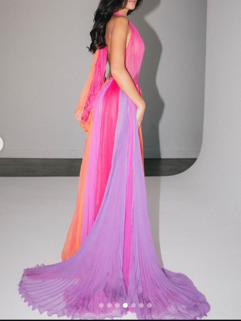 Dolce Gabbana silk Chiffon pleated gown 2000 runway - Picture 3 of 10